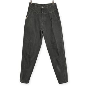Vintage Gitano High Rise Pleated Jeans WAIST 26 Black Gray Tapered 90s Hong Kong